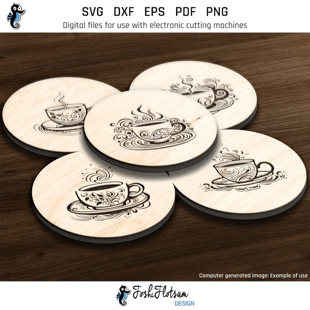 Coaster SVG - Tea coaster SVG bundle image 3 Third 5 of 25 tea coaster SVGs included in this coaster SVG bundle.